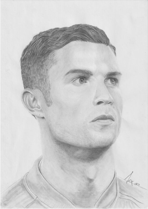 Zeichnungen mit dem Titel "Cristiano Ronaldo C…" von Jex Laimen, Original-Kunstwerk, Bleistift