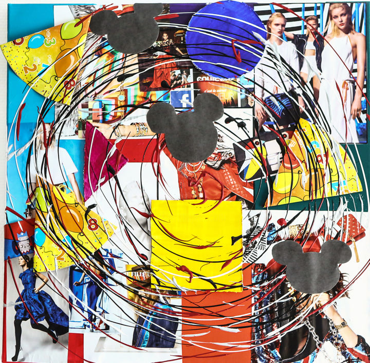 Collages intitulée "La valse du temps" par Jf, Œuvre d'art originale, Découpages