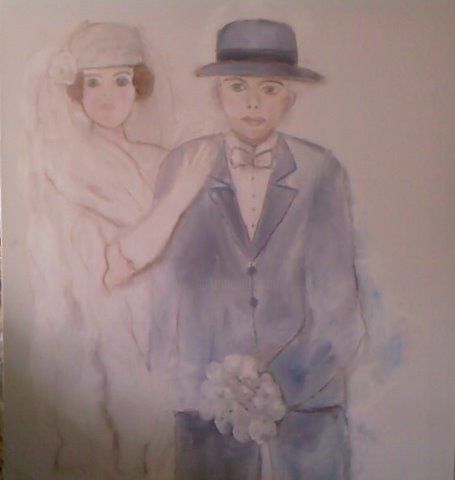 Painting titled "MES PARENTS EN MARI…" by Jacqueline Faucil, Original Artwork