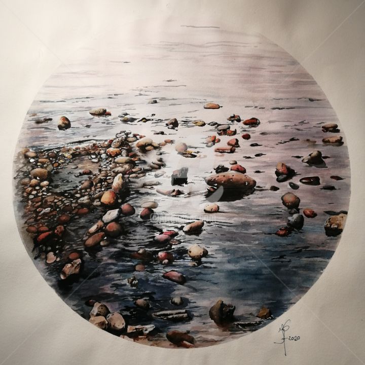 Malerei mit dem Titel "EN CALMA" von Julio Gimėnez, Original-Kunstwerk, Aquarell