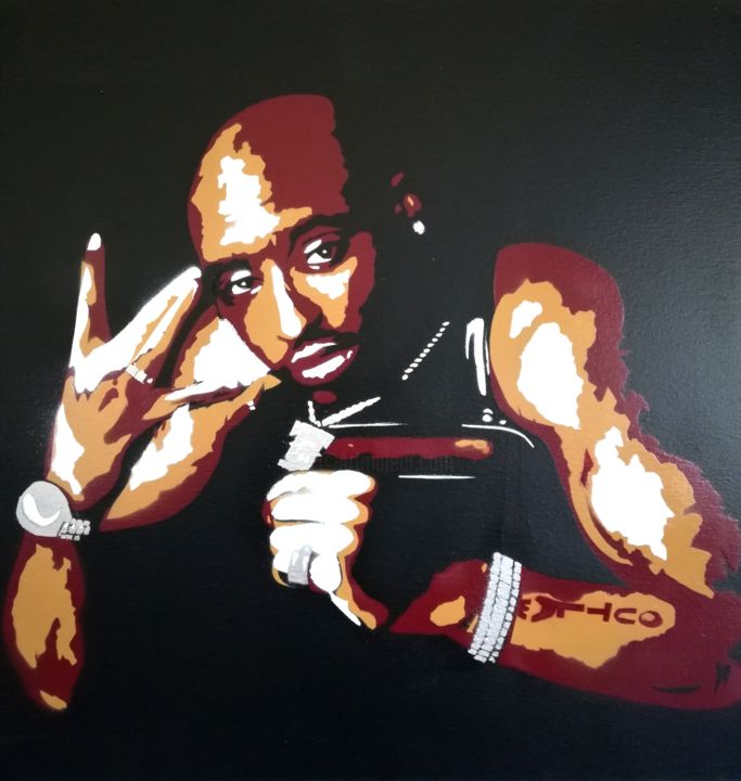 Peinture intitulée "2Pac All eyes on me…" par Jgsprayart®, Œuvre d'art originale, Bombe aérosol