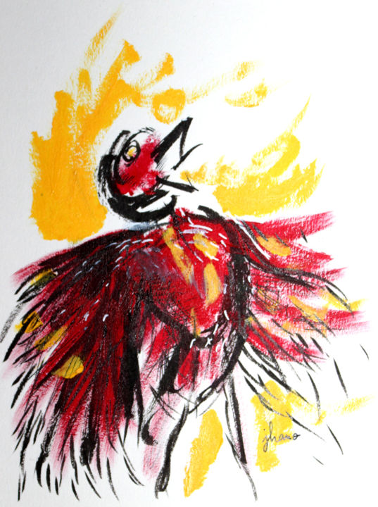 绘画 标题为“oiseau” 由Jhano, 原创艺术品, 其他