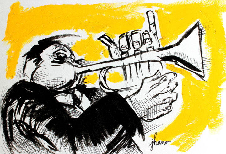 Peinture intitulée "trompettiste" par Jhano, Œuvre d'art originale