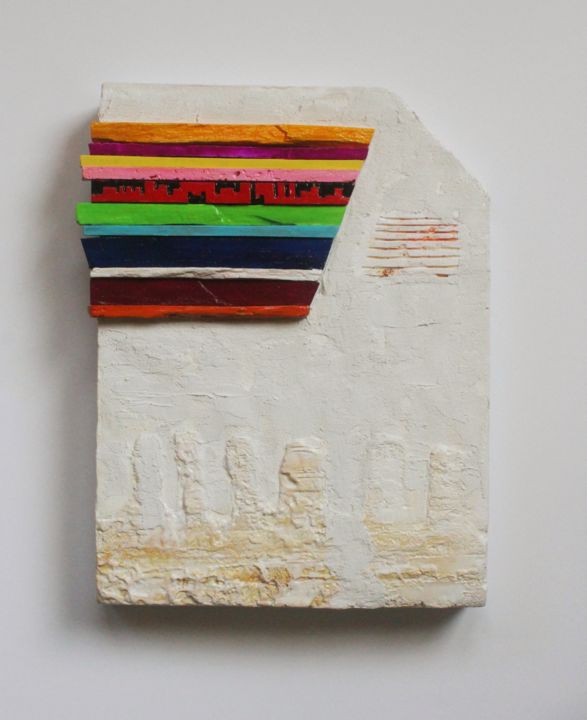 Sculpture titled "Infinity's Edge IE…" by Jenny Hee, Original Artwork, Concrete Mounted on Wood Panel