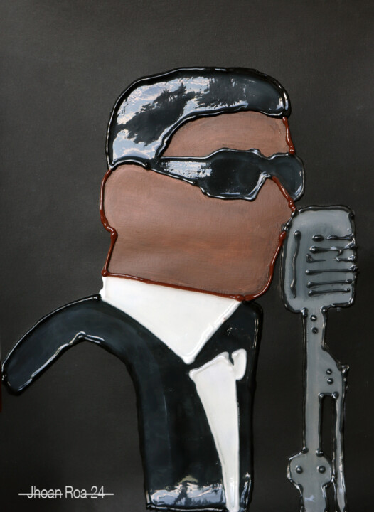 Painting titled "Ray Charles painting" by Jhoan Roa, Original Artwork, Acrylic