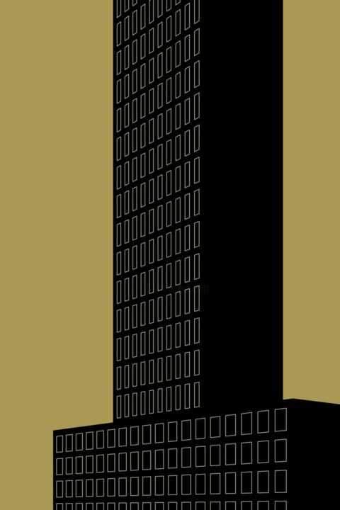 Digitale Kunst getiteld "Black building III" door Jan Huizing, Origineel Kunstwerk, 2D Digital Work