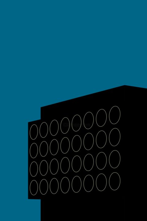 Digitale Kunst mit dem Titel "Black building IV" von Jan Huizing, Original-Kunstwerk, 2D digitale Arbeit