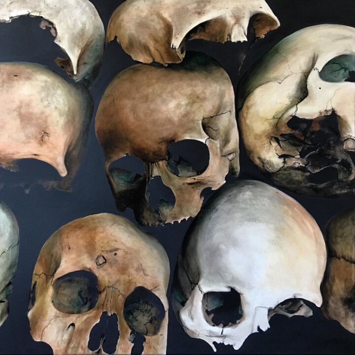 Peinture intitulée "skulls from cambodia" par Ji Aime Art, Œuvre d'art originale, Acrylique