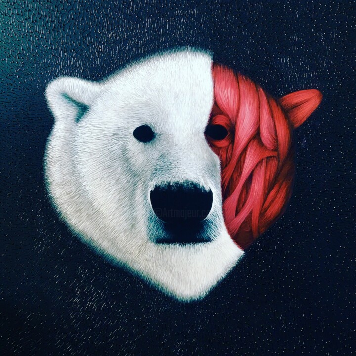 「White bear.」というタイトルの絵画 Ji Aime Artによって, オリジナルのアートワーク, アクリル