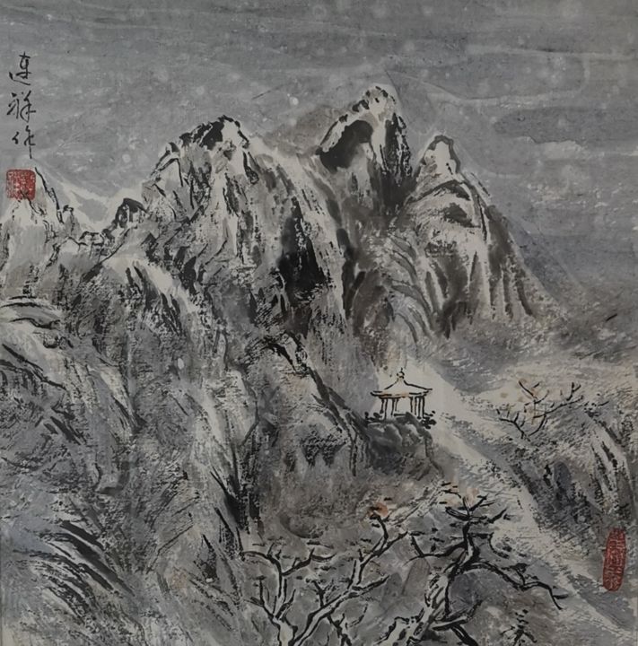 Pintura intitulada "Works No.21 Winter" por Lianxiang Jiang Jiang Lian Xiang, Obras de arte originais, Pigmentos