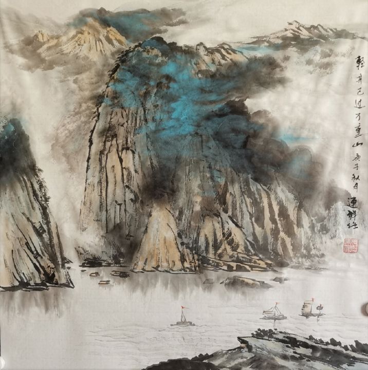 Painting titled "Works No.43 ：A ligh…" by Lianxiang Jiang 姜连祥, Original Artwork, Pigments