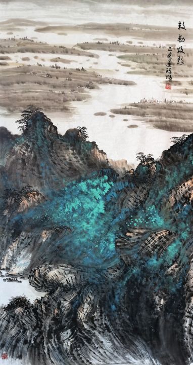 Painting titled "Works No.60：Grassla…" by Lianxiang Jiang 姜连祥, Original Artwork, Pigments