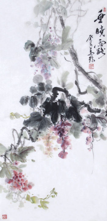 Painting titled "重晓露" by Zhen Jiang, Original Art, Watercolor