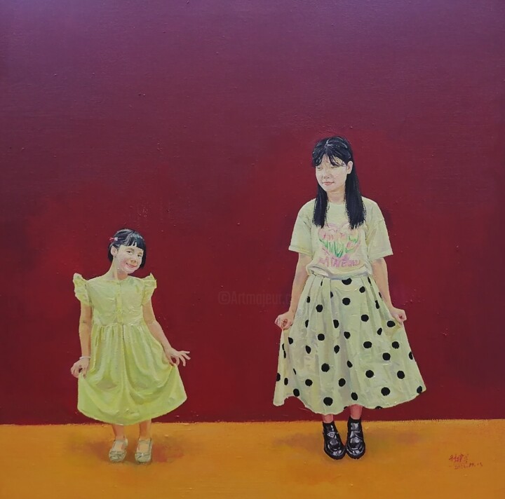 Peinture intitulée "有波点的裙子" par Jianxing Li, Œuvre d'art originale, Acrylique Monté sur Châssis en bois
