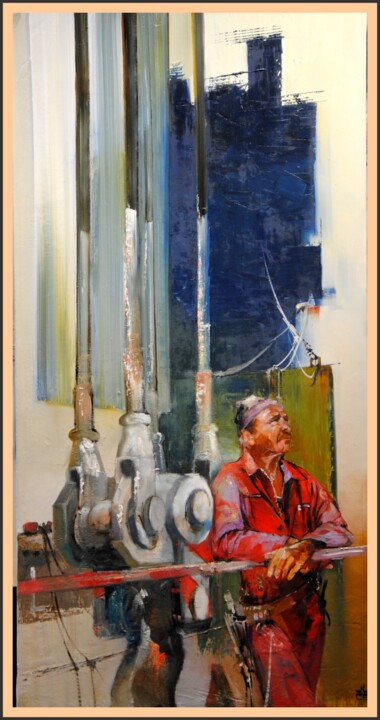 Painting titled "Mr Clark & cables" by Jicé, Original Artwork, Oil