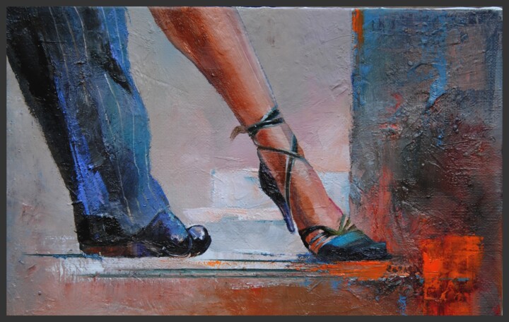 Painting titled "Barrio de tango" by Jicé, Original Artwork, Oil
