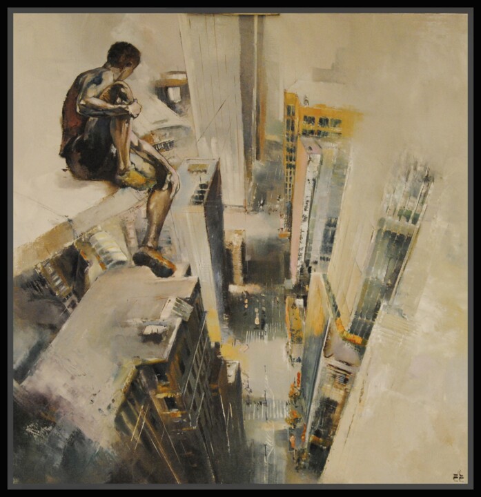 Peinture intitulée "50th floor" par Jicé, Œuvre d'art originale, Huile