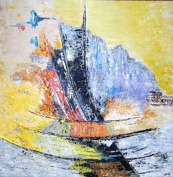 Peinture intitulée "Grand pavois" par Jicé, Œuvre d'art originale, Huile