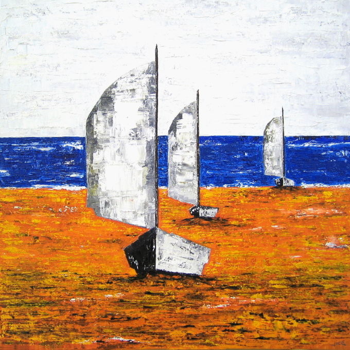 Peinture intitulée "transat" par Jicé, Œuvre d'art originale, Huile