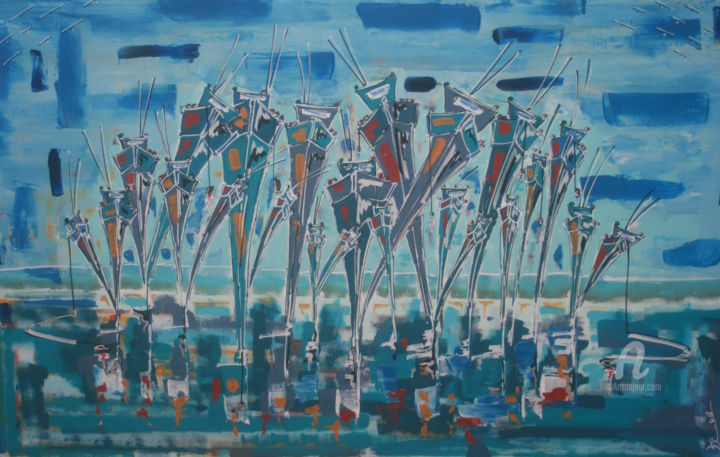 Peinture intitulée "à marée basse VI" par Bjc, Œuvre d'art originale, Acrylique