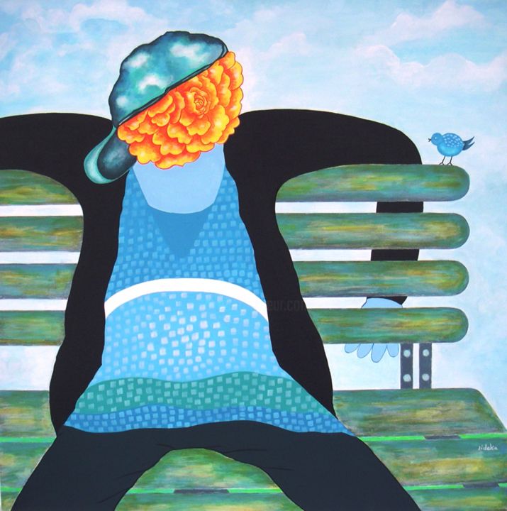 Malerei mit dem Titel "Adolescence  -  Tee…" von Jocelyne Deschamps-Kus, Original-Kunstwerk, Acryl Auf Keilrahmen aus Holz m…
