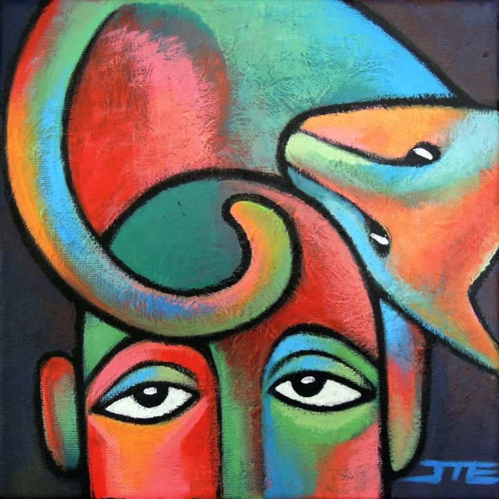 Painting titled "12-chapeau-chat.jpg" by Jie Zh, Original Artwork