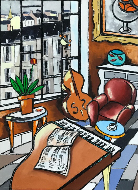 绘画 标题为“PIANO A LA TASSE DE…” 由Jiel, 原创艺术品, 油