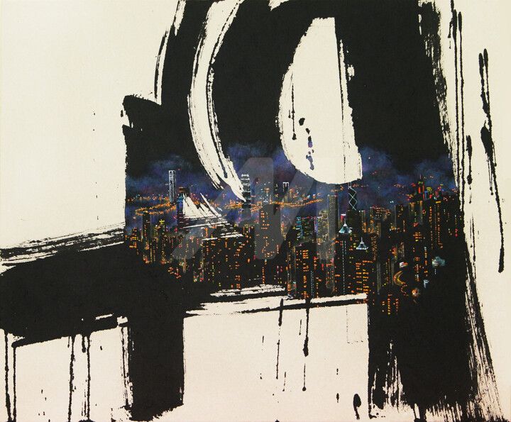 Painting titled "A little talk- HK-ll" by Jieun Park, Original Art,