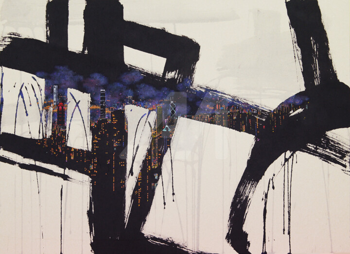 Painting titled "A little talk-HK-ll" by Jieun Park, Original Art,