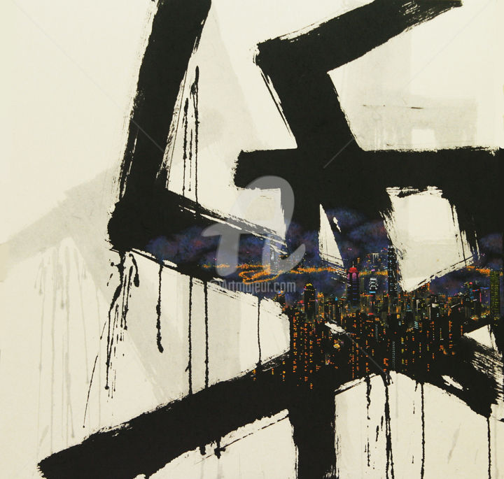 Pittura intitolato "A little talk-HK" da Jieun Park, Opera d'arte originale