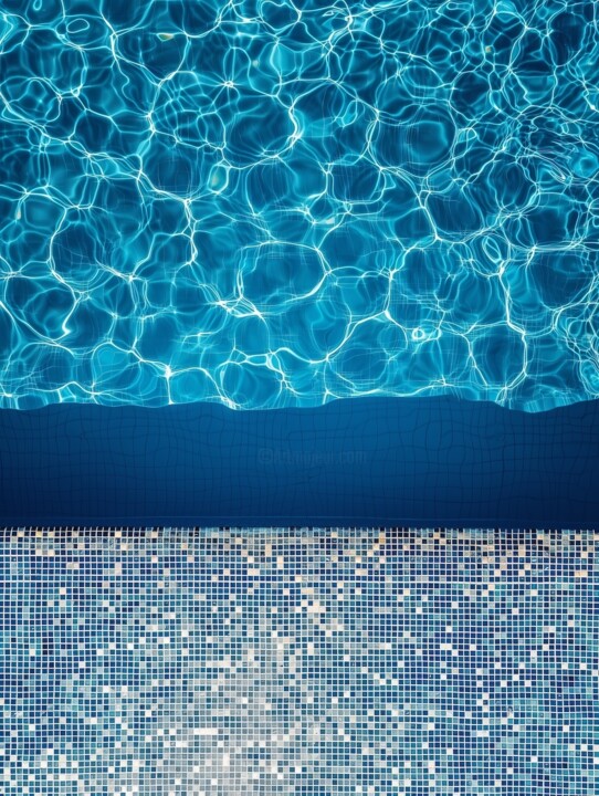 Digital Arts titled "Pool 01, 2024" by Jil Anders, Original Artwork, AI generated image Mounted on Other rigid panel