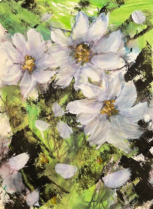 Malarstwo zatytułowany „White Petals” autorstwa Jill Correale Jill Simpson, Oryginalna praca, Akryl