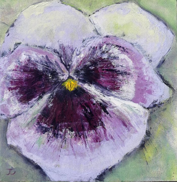 Painting titled "Pansy" by Jill Carrott, Original Artwork, Acrylic