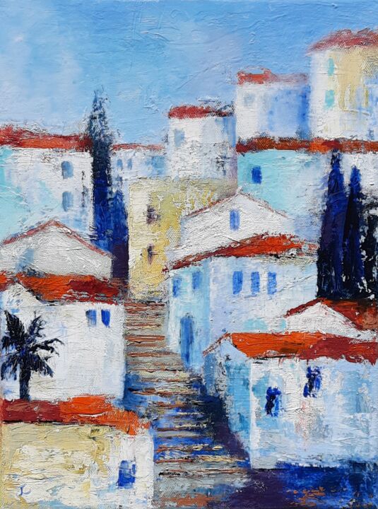 Painting titled "Calle Refinos" by Jill Carrott, Original Artwork, Oil