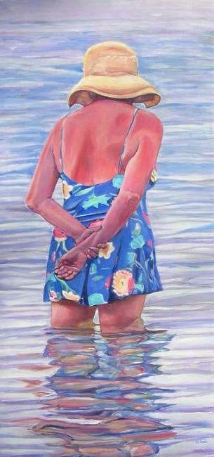 Peinture intitulée "Seaside" par Jill Nassau, Œuvre d'art originale, Huile