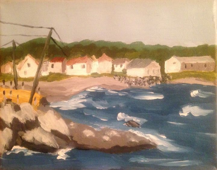 Painting titled "Small seaside" by Jill Midthune, Original Art, Acrylic