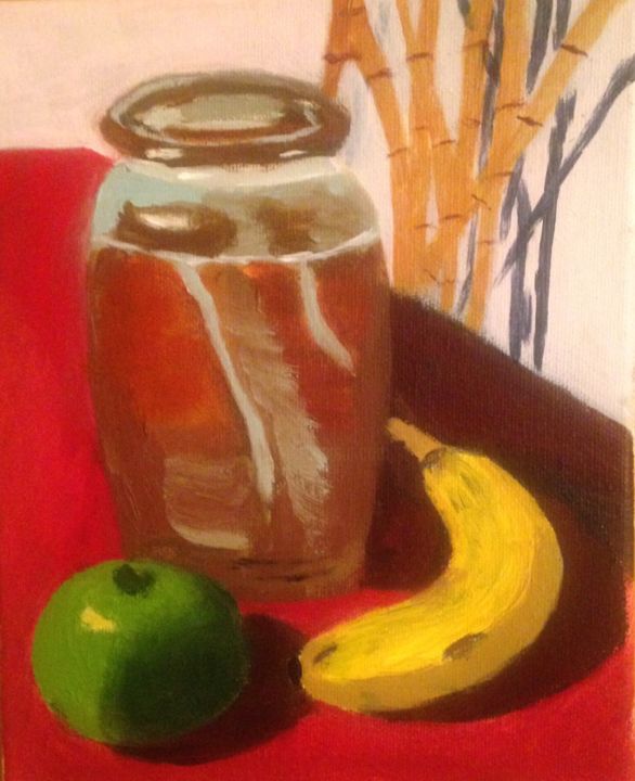 Painting titled "Still life with bam…" by Jill Midthune, Original Art, Acrylic