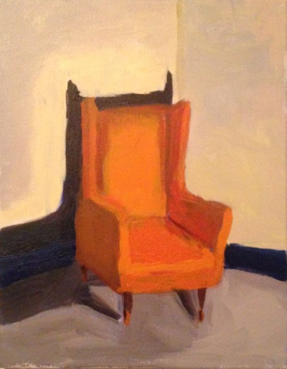 Painting titled "Orange chair" by Jill Midthune, Original Art, Acrylic