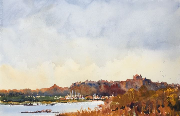 Painting titled "Rye Town autumn aft…" by Jim Morgan, Original Artwork, Watercolor