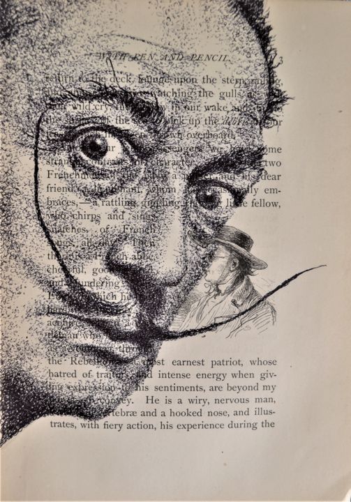 Dessin intitulée "Salvador Dali" par Jim Haller, Œuvre d'art originale, Encre