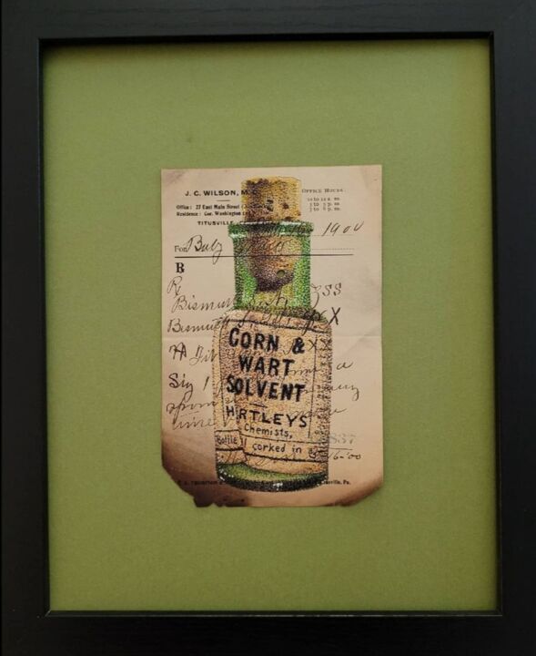 Dessin intitulée "Corn & Wart Solvent" par Jim Haller, Œuvre d'art originale, Encre Monté sur Autre panneau rigide
