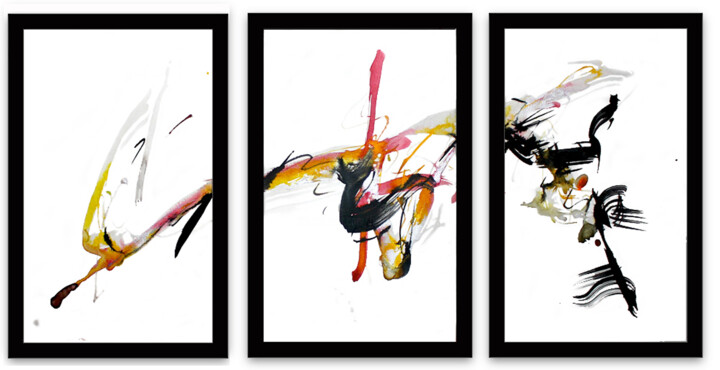 Dessin intitulée "#228 A,B,C Triptych" par Jim Williams, Œuvre d'art originale, Acrylique