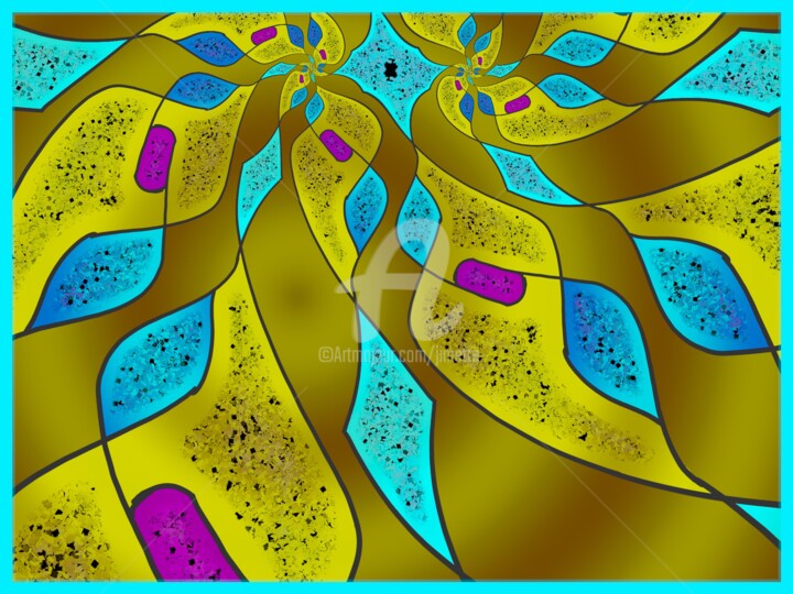 Цифровое искусство под названием "Turquoise vibrant" - Jimette, Подлинное произведение искусства, 2D Цифровая Работа