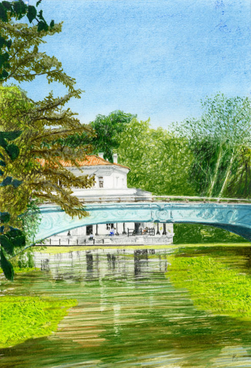 "Boat Pond, Prospect…" başlıklı Tablo Jim Fischer tarafından, Orijinal sanat, Pastel