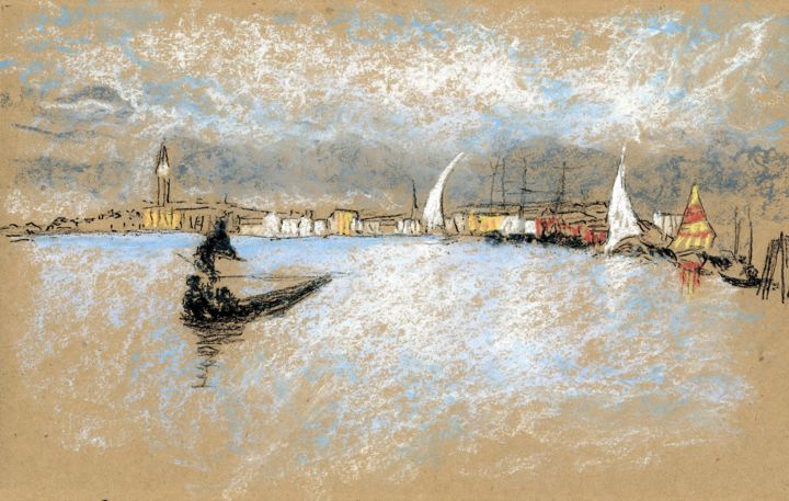Painting titled "the-giudecca-winter…" by Jim Fischer, Original Artwork, Pastel