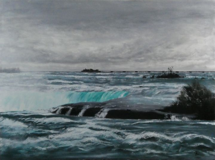 Painting titled "Niagara Falls in Wi…" by Jim Fischer, Original Artwork, Oil