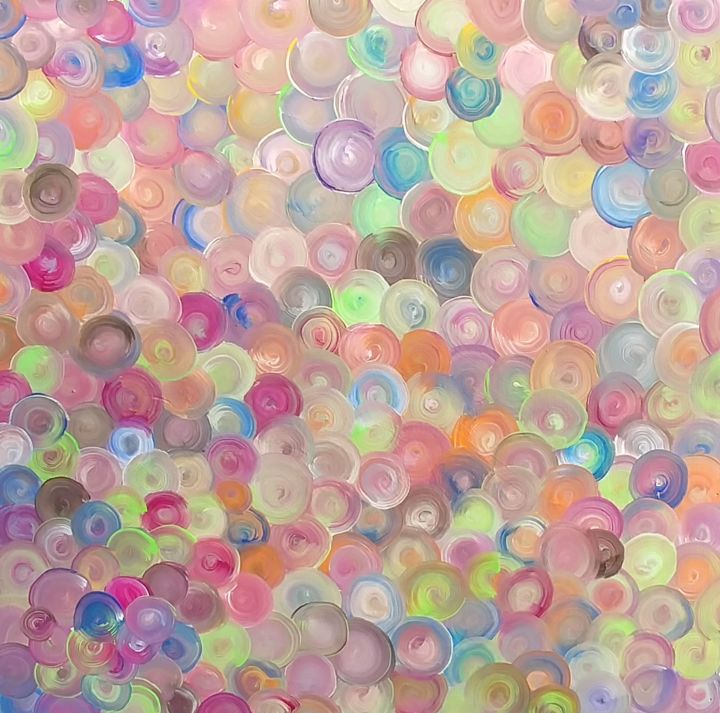 「**SOLD** Circles My…」というタイトルの絵画 Jim Richardsによって, オリジナルのアートワーク, アクリル