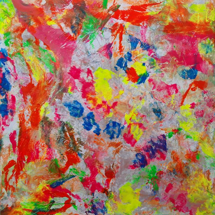 Painting titled "**SOLD** Neon Abstr…" by Jim Richards, Original Art, Acrylic