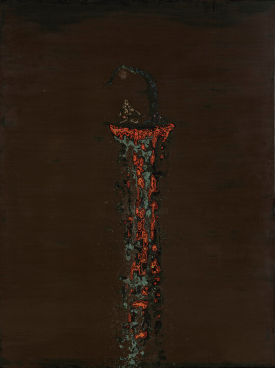 Sculpture titled "Calm voice No.1" by Jin-Shan Shen, Original Artwork, Lacquer Mounted on Metal