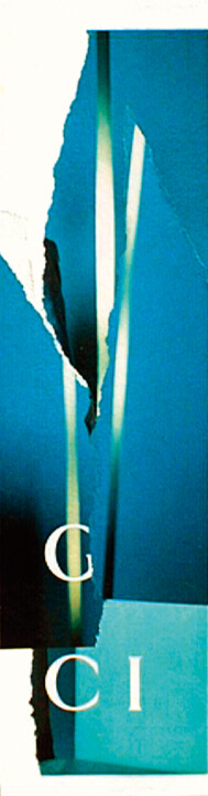 Colagens intitulada "Rain Blue" por Jin Sugahara, Obras de arte originais, Colagens
